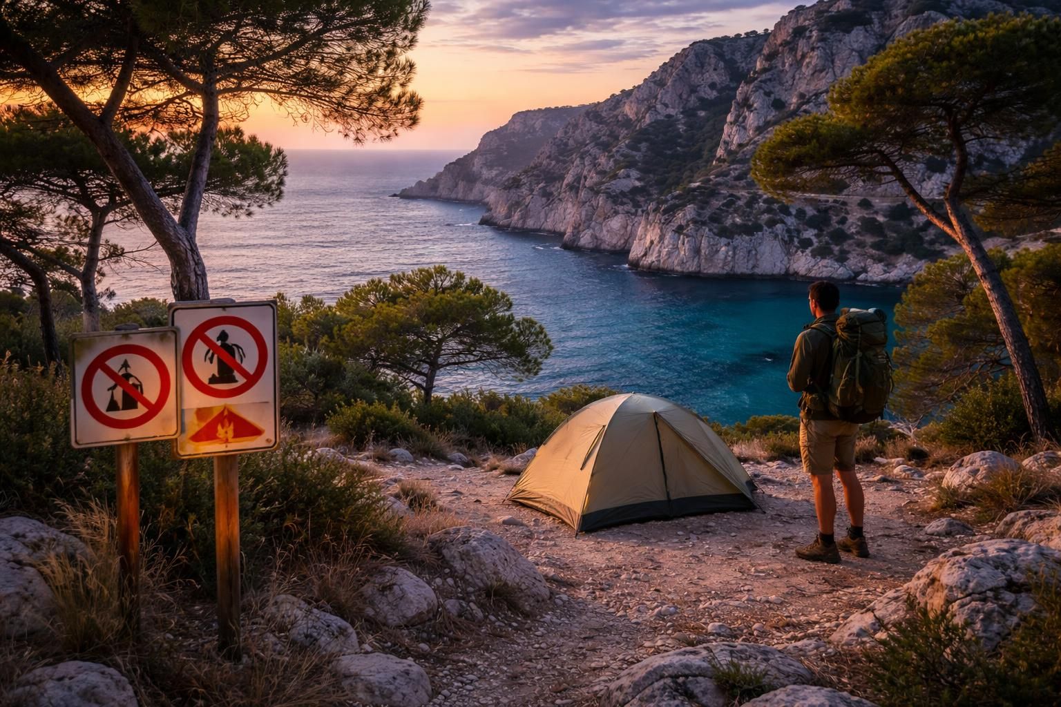 découvrez la réglementation, les interdictions et les risques liés au bivouac dans les calanques pour préparer votre séjour en toute sécurité et respect de l'environnement.